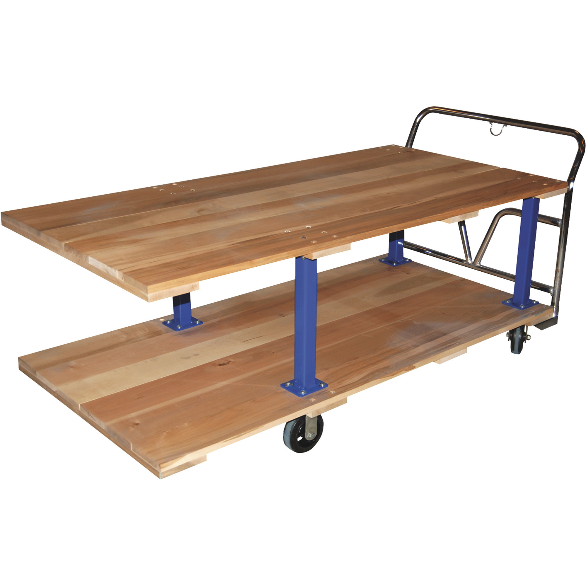 Vestil Double Decker Hardwood Platform Cart - 72in.L x 36in.W, 1,600-Lb. Capacity, 2 Shelves, 6in. Rubber Casters, Model# VHPT/D-3672